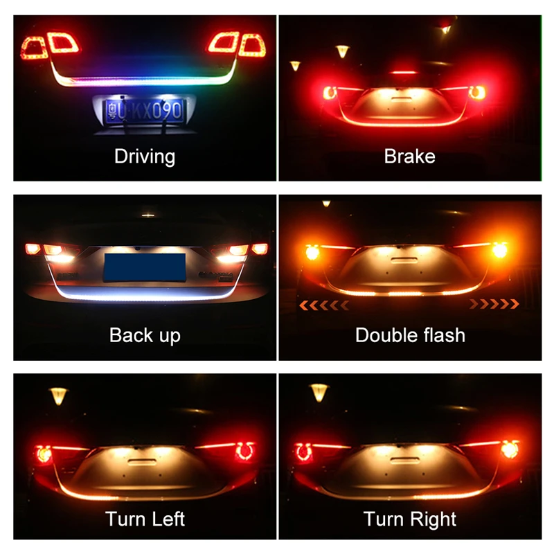 OKEEN RGB Auto Ďalšie Stop Svetlo Dynamické Streamer Plávajúce LED Pásy 12v Auto batožinového priestoru Chvost Brzdy Beží Zase Signál Lampa
