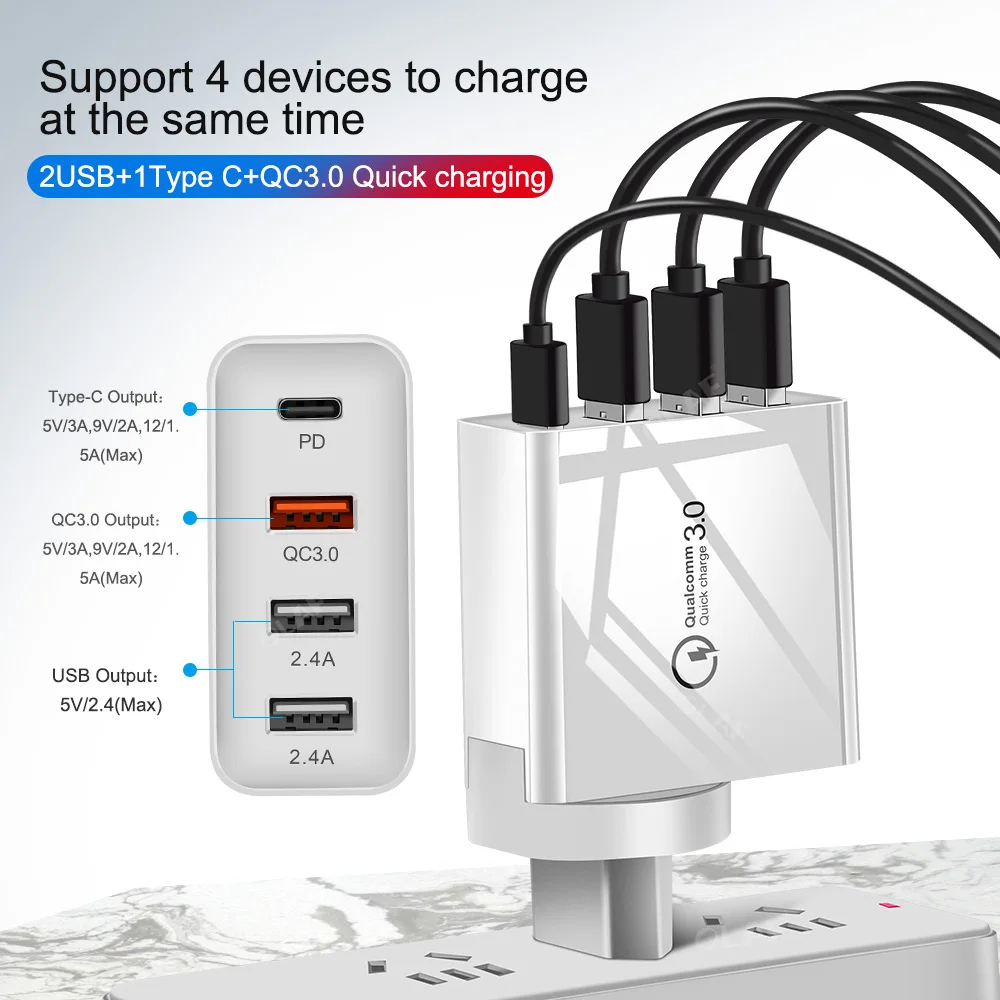 OLAF Rýchle Nabíjanie 3.0 Multi USB Nabíjačku Pre iPhone X Xiao Samsung S9 Huawei QC4.0 QC3.0 QC C PD Rýchlo Stenu Nabíjačku Mobilného Telefónu