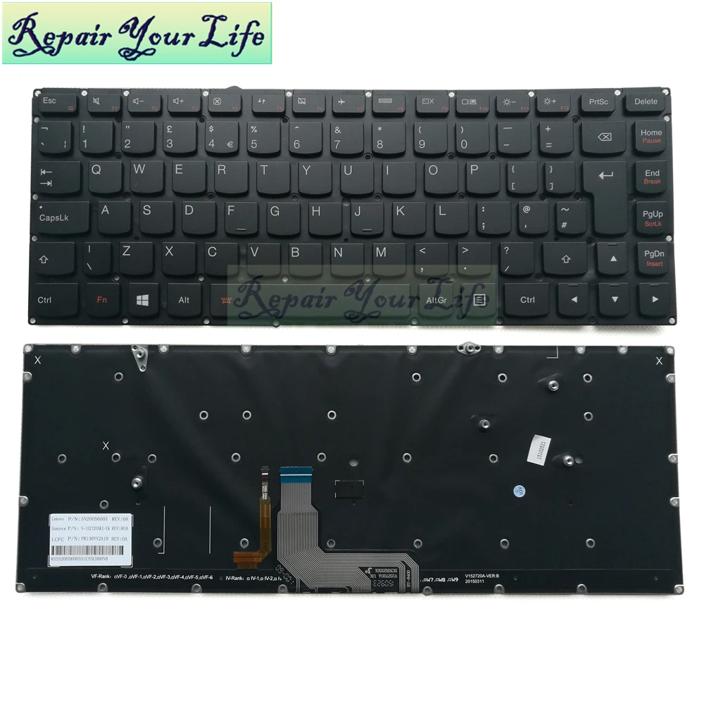 Opravu Si Život Notebooku, Klávesnice Lenovo Yoga 4 Yoga 900-13ISK 900-13ISK2 s backlit UK rozloženie pôvodný a originálny nové