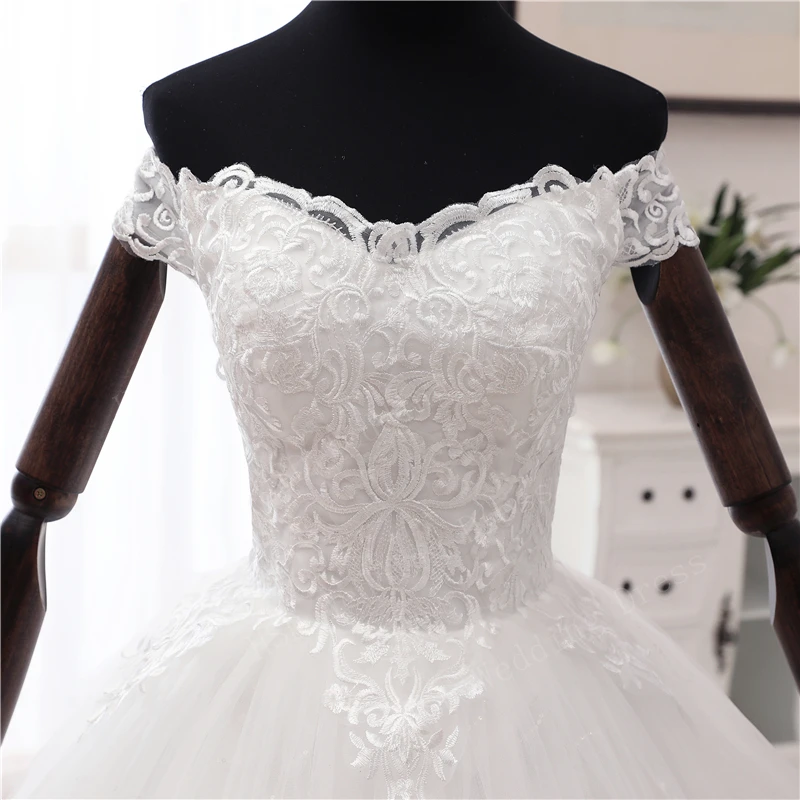 OPZC Nový Príchod Afrike Štýl kórejský Čipky Nášivka Svadobné Šaty 2020 V Krku mimo Ramenný Plus Veľkosť Svadobné Šaty Šaty Princezná
