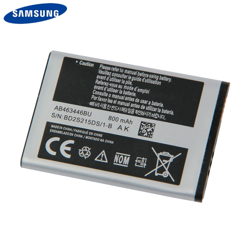 Originálne Batérie Samsung AB463446BU AB043446BE AB043446BE Pre Samsung C3300 X208 GT-C3520 GT-E2530 GT-E2330 X160 B309 F299 E339