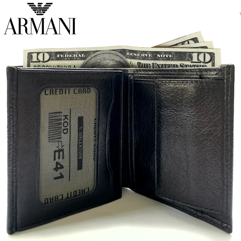 Originálne kožené peňaženky luxusný vysoko kvalitný peniaze držiteľa karty fotografia držiteľa mince vrecku peňaženku pre Armani