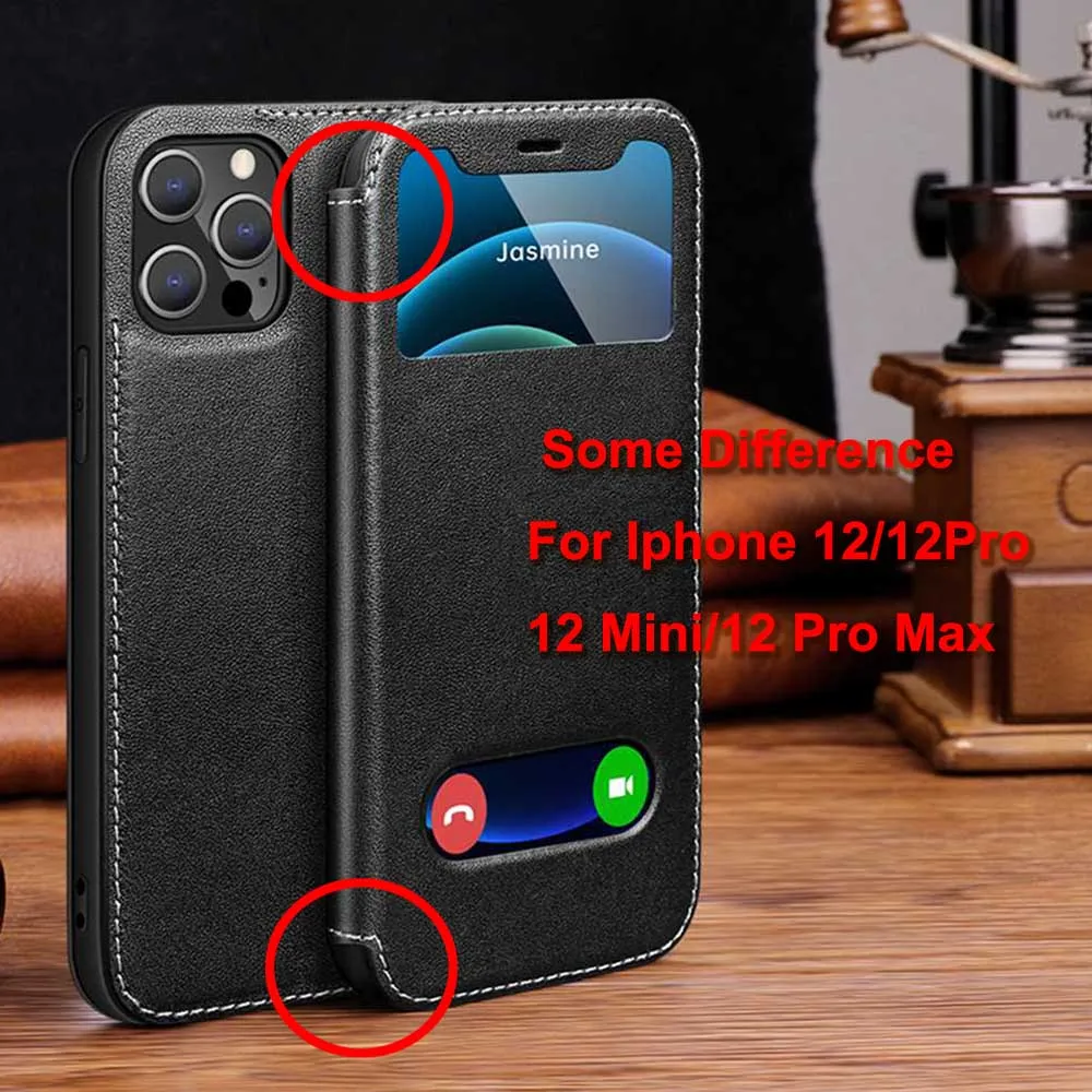 Originálne Kožené puzdro Pre Iphone 11 12 Pro XS Max Prípad Pre X XR Kryt Okna Coque Pre Iphone 11 12 Mini Prípade Magnetického Plášťa