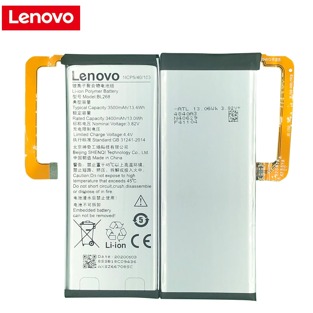 Originálne Lenovo BL268 Batérie pre Lenovo zuk Z2 Z2131 Z2 Plus Batérie