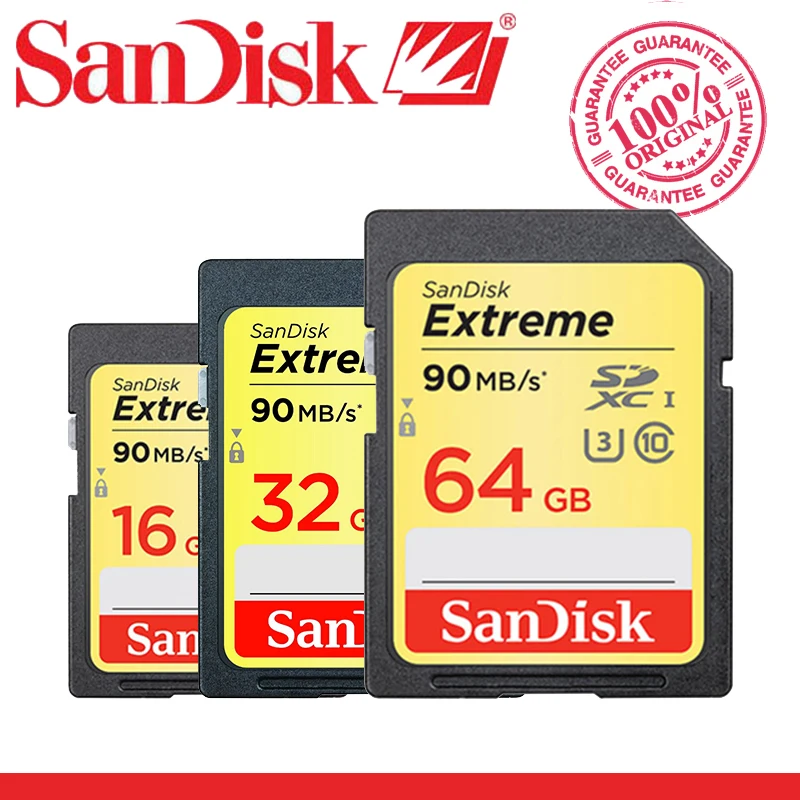 Originálne SanDisk SD SDHC SDXC U3 Pamäťové Karty Class 10 90MB/s carte sd 64 GB 32 GB, 16 GB pre Kamery