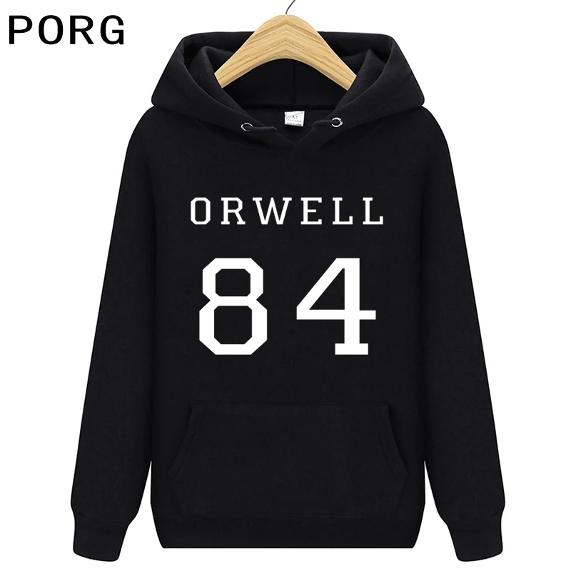 Orwell 84 Hoodie Mužov Topy Zábavné Oblečenie, Módne Oblečenie Shrits Grafické Unisex Street Style Tumblr 90. rokov Gotický Nadrozmerné Mikina