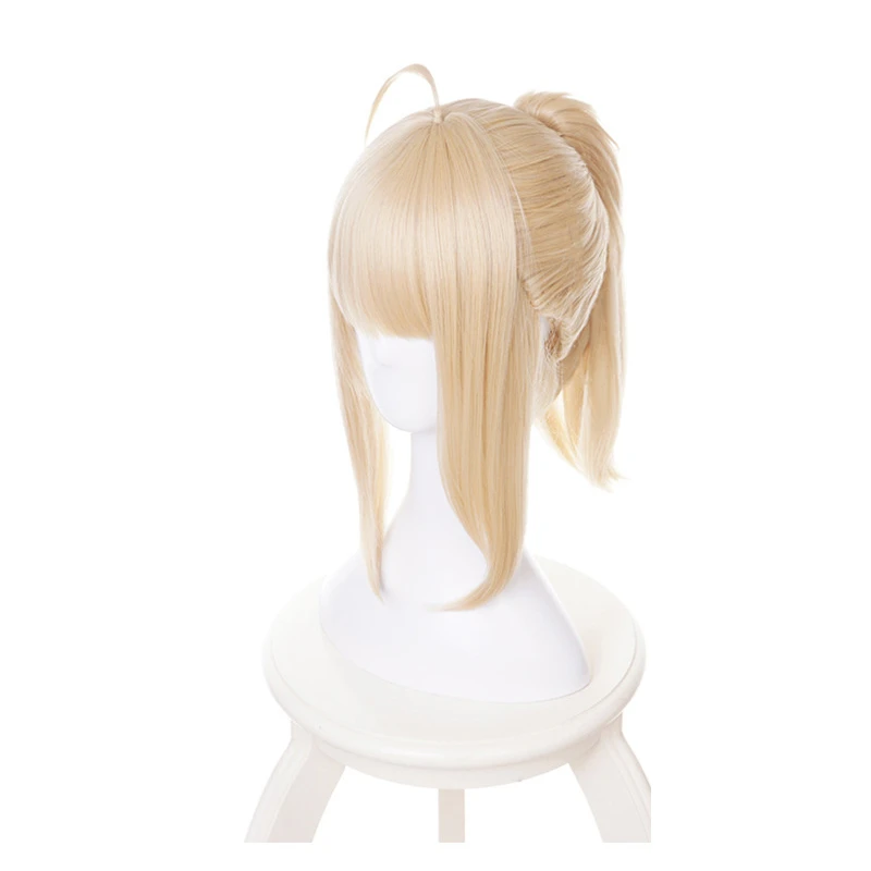 Osud Pobyt Noc Saber Lily Cosplay Parochňa Blond Horsetail Syntetické Vlasy, Parochne Anime Halloween Kostým Fgo Kostým Hrať Parochne