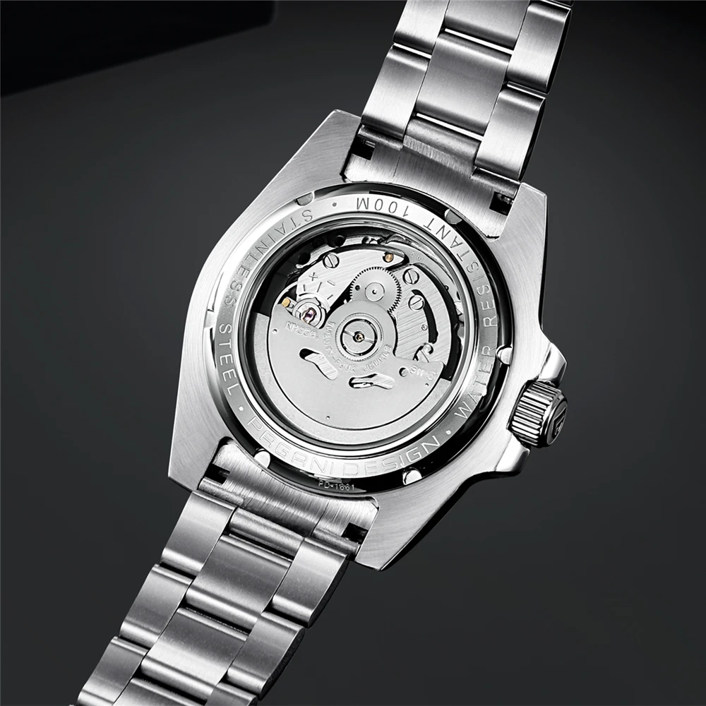 PAGANI DIZAJN Mužov Automatické Hodinky z Nerezovej Ocele, Vodotesné WatchMen Sapphire Luxusné Mechanické Náramkové hodinky Relogio Masculino