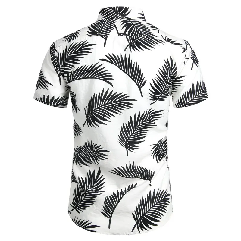 Palmových listov Tlač Tričko Mužov 2020 Lete Vrecku Mens Havajské Košele Príležitostné Voľné Bavlna Aloha Košele Košieľka Homme Havaj Camisas