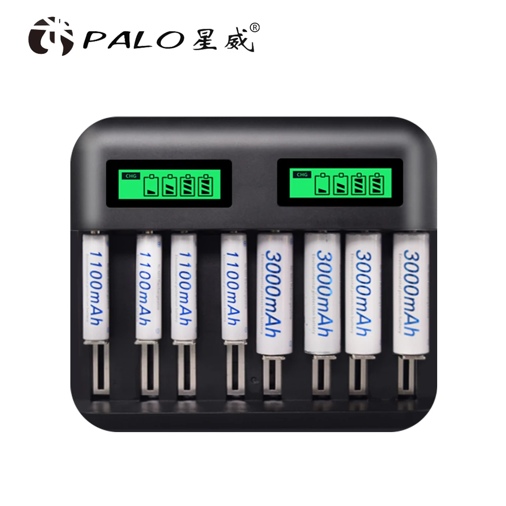 Palo Rýchle Nabitie AA, AAA, C, D Nabíjačky Batérií, LCD Displej USB Rýchlu Nabíjačku s 1,2 V Ni-MH AAA Nabíjateľné Batérie Pre hračky mp4