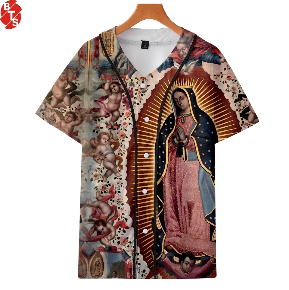 Panna Mária z Guadalupe 2018 3D Vytlačené Baseball T-shirts Ženy/Muži Krátky Rukáv Módny Štýl Tshirts Bežné Tee Košele Plus Veľkosť