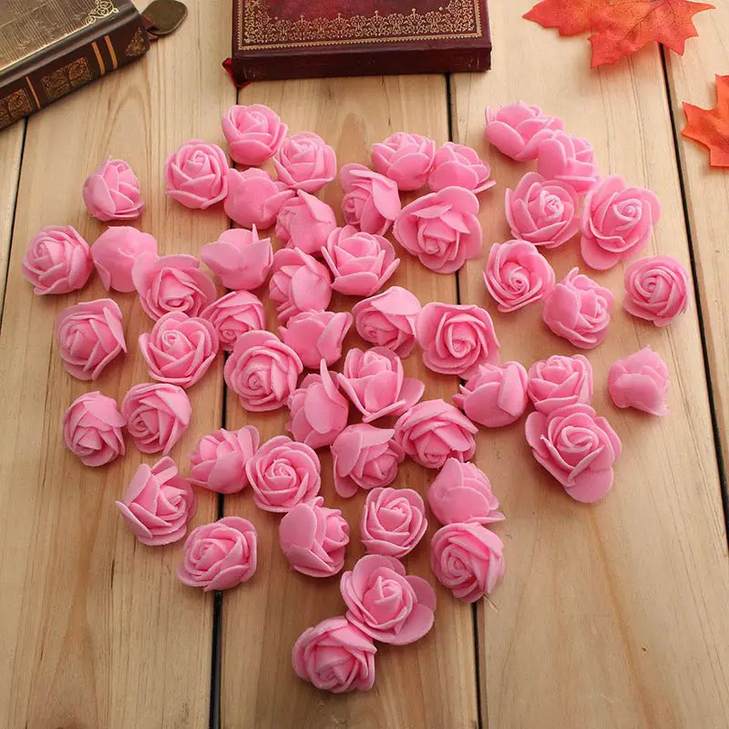 PE Pena Rose Ručné DIY Svadobné Domáce Dekorácie Multi-používať Umelý Kvet Hlava 10 Farieb 100KS/Vrecko 3 CM