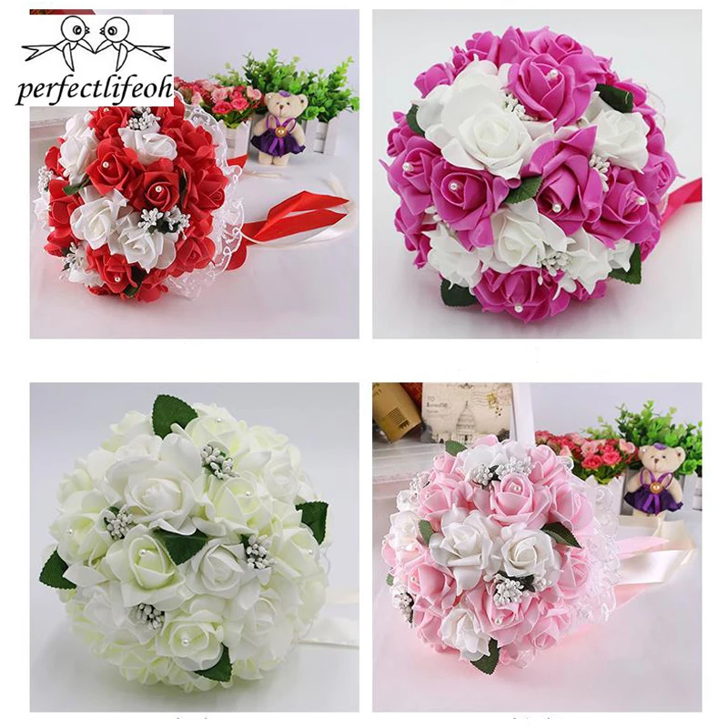 Perfectlifeoh Svadobné kytice Svadobné kytice Nevesty drží kvet Bridesmaid, Svadobné Pena kvety, Ruže, svadba, svadobné kvety