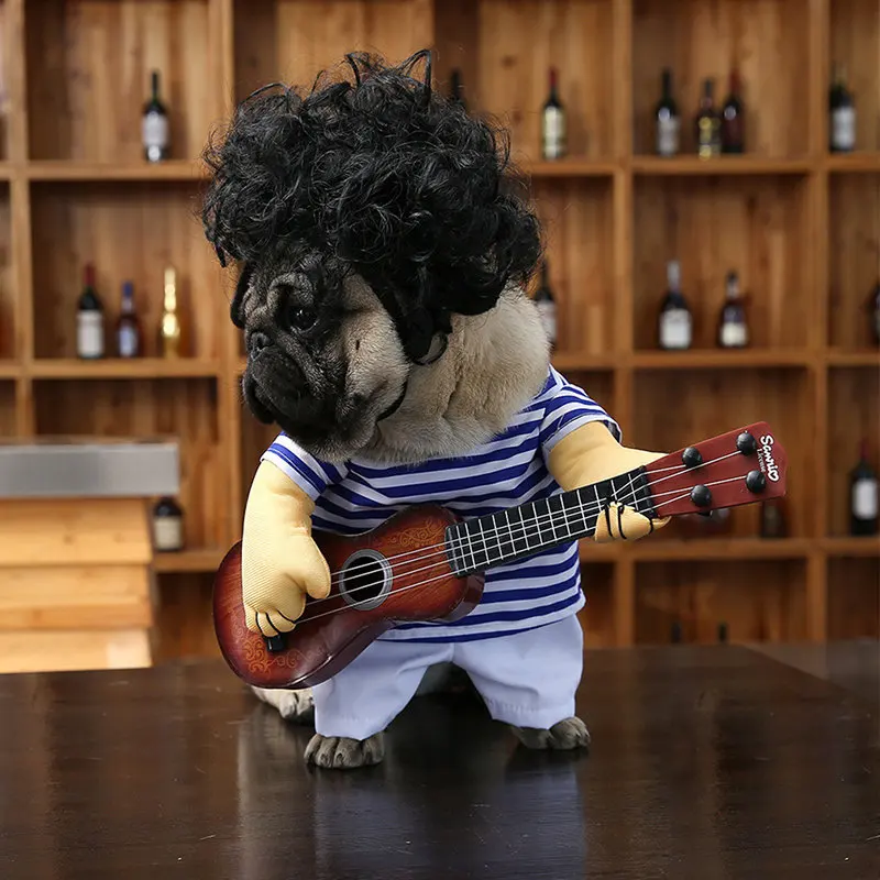 Pet Psov Hrať Na Gitaru Halloween Vianoce Špeciálne Akcie Kostým Novinka Zábavné Pet Party Cosplay Oblečenie Oblečenie, Oblečenie