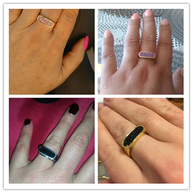 Pevné Módne Ploché Tag Krúžok Punk Prst Prsteň Zlatá Farba Šťastie Crystal Krúžok Pre ženy Nehrdzavejúcej Ocele Prsteň, Šperky, Veľkoobchod