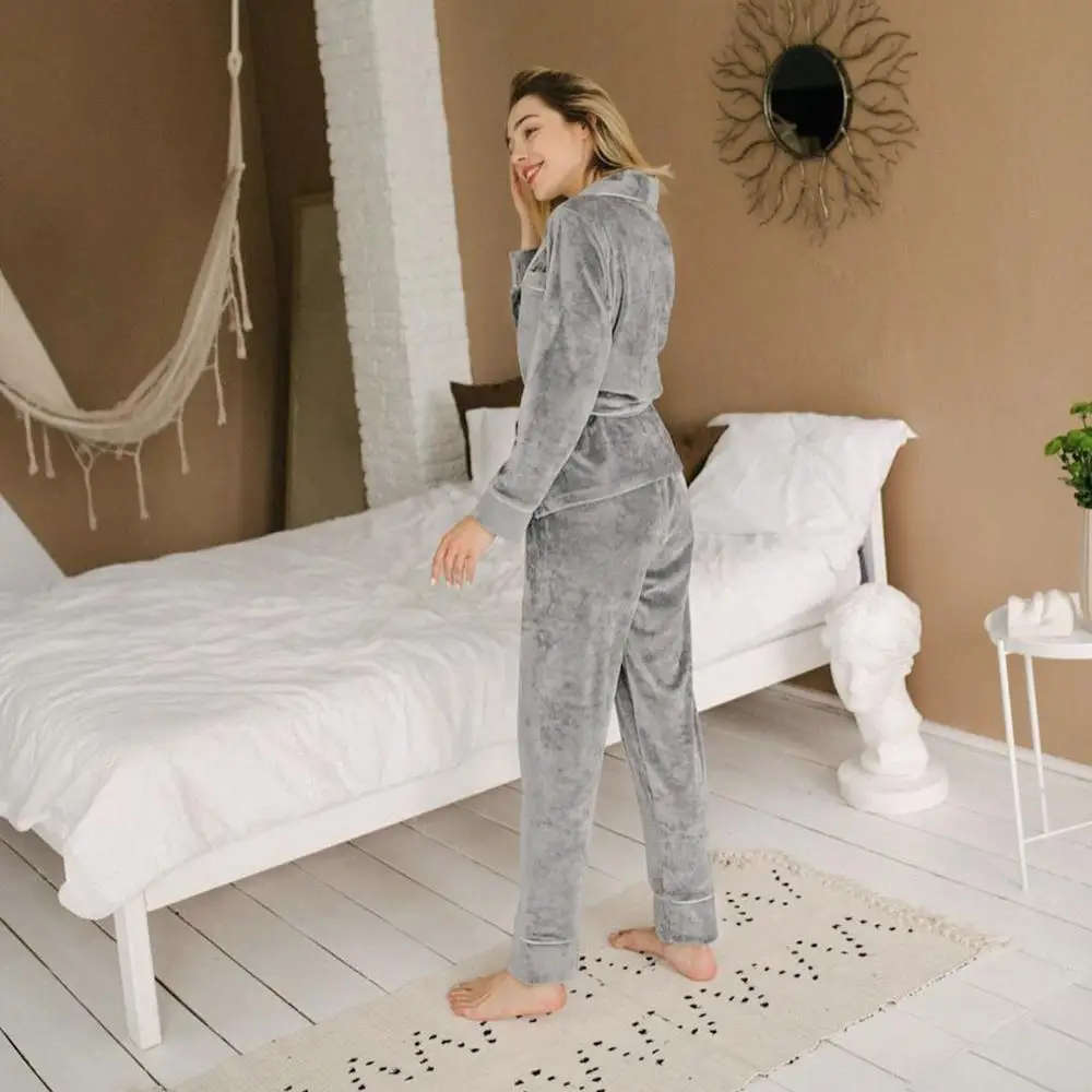 Pevné Pyžamo Pre Ženy, Dlhý Rukáv Kimono Topy Velvet Domov Vyhovovali Pyžamo Set s
