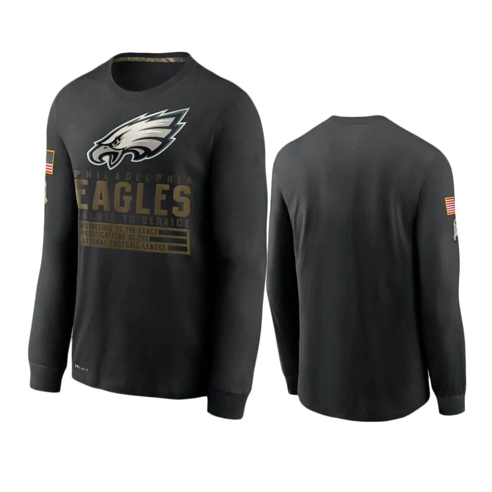 Philadelphia Mužov Black Eagles 2020 Pozdrav Služby doplnkovú činnosť Výkon Dlhý Rukáv T-Shirt - S-4XL