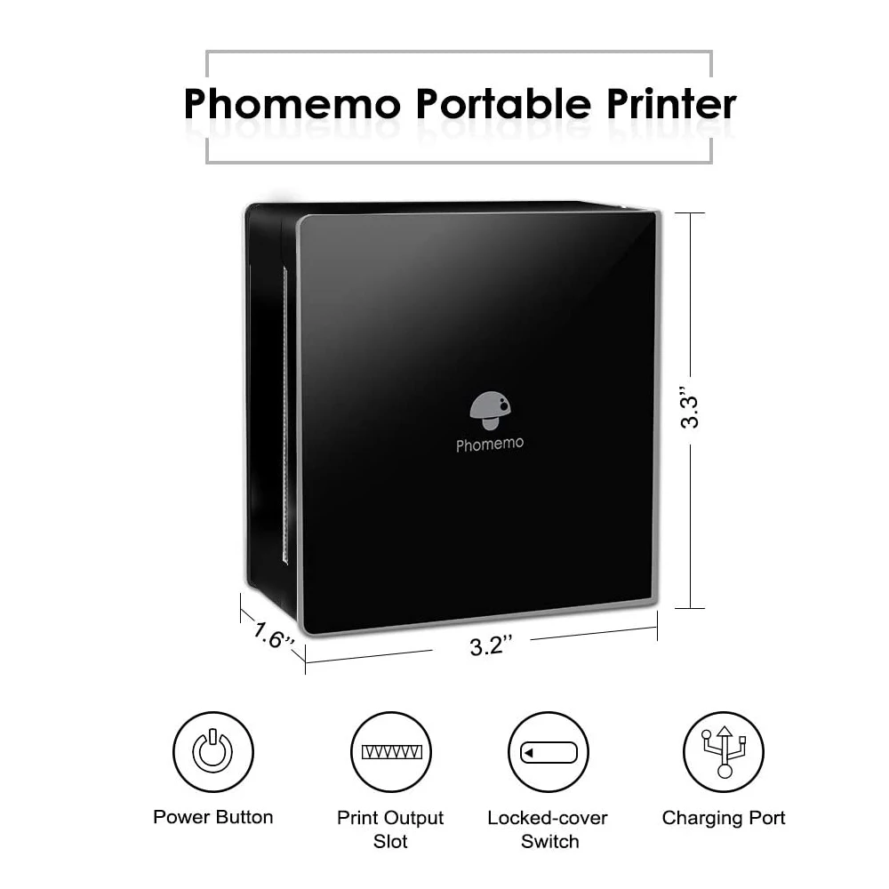 Phomemo M02 Mini Tlačiareň - Bluetooth Tepelnej Foto Tlačiareň s 3 Rožky Farebné Nálepky Papier Kompatibilné s iOS Android +