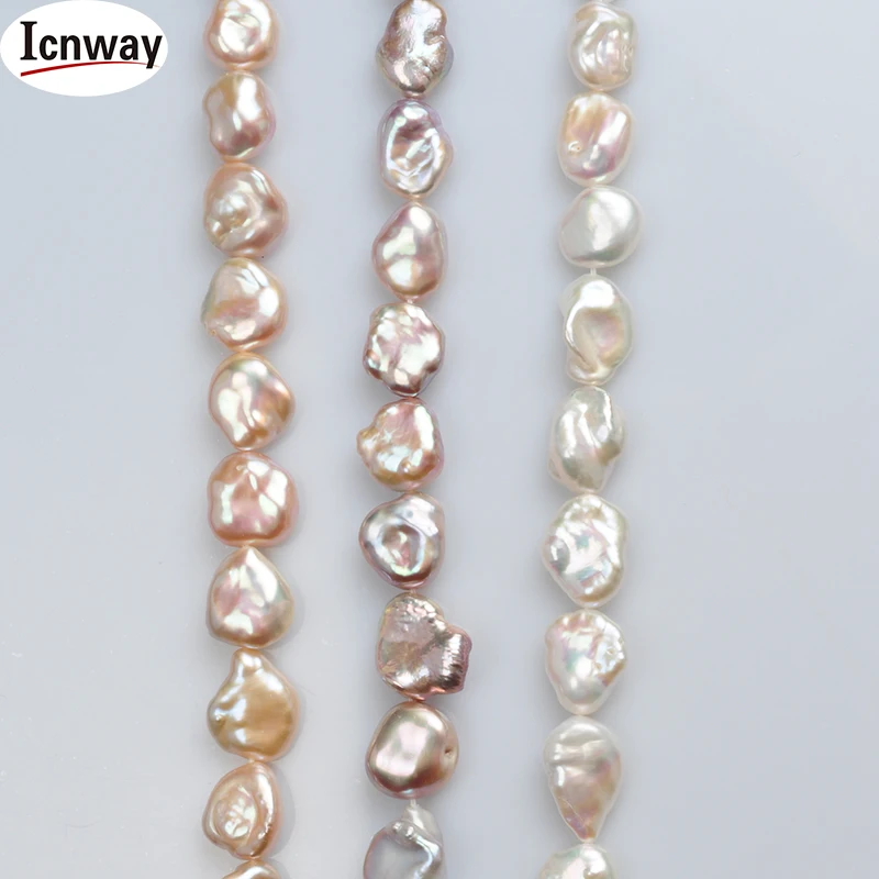 Ping Prírodné AAA biele, ružové a levandule reborn keshi Sladkovodné Perly 12-15 mm 15inches DIY náhrdelník náramok Veľkoobchod