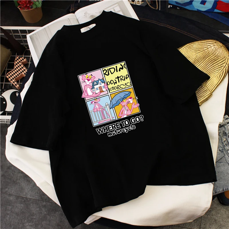 Pink Panther T Shirt Mužov Značky T-shirt Lete Mužov Anime Bavlna Unisex Grafické Nadrozmerné Tričko drop shipping