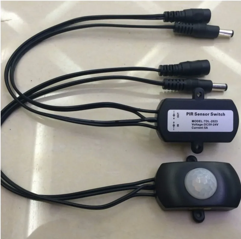 PIR Snímač Pohybu Switch Kábel 5V 12V 24V DC Aotomatic Indukčné MINI Infračervený Detektor s DC Konektor TDL-2023