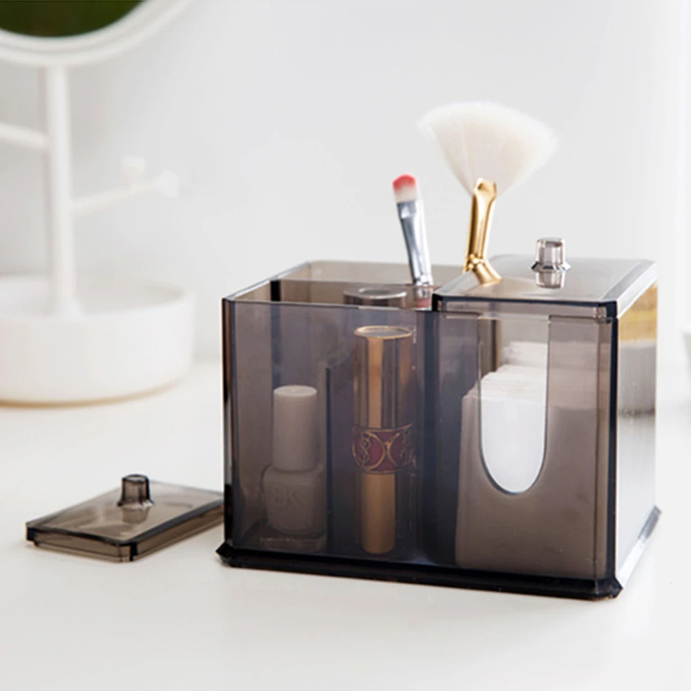 Plastové Make-Up Organizátor Transparentné Kozmetika Úložný Kontajner Office Desktop Drobnosti Šperky Vata Stick Úložný Box