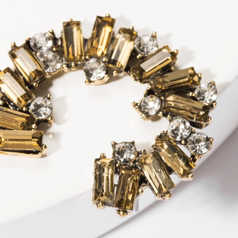 Plný Crystal Drahokamu C Tvar Náušnice Ženy, Luxusné Elegantné Pol Okrúhle Náušnice Žena Vyhlásenie ZA Náušnice Šperky 2020