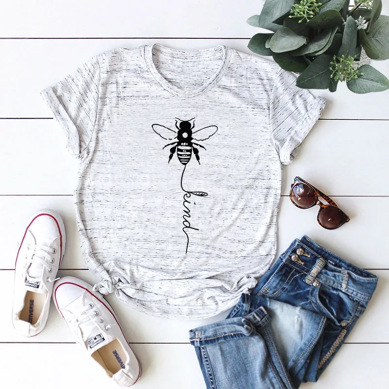 Plus Veľkosť S-5XL Nové Bee Tlač Bavlna Ženy T-Shirt Ženy Košele O Krk Krátkym Rukávom Letné Tričko Ružové Top Ženské Tričká