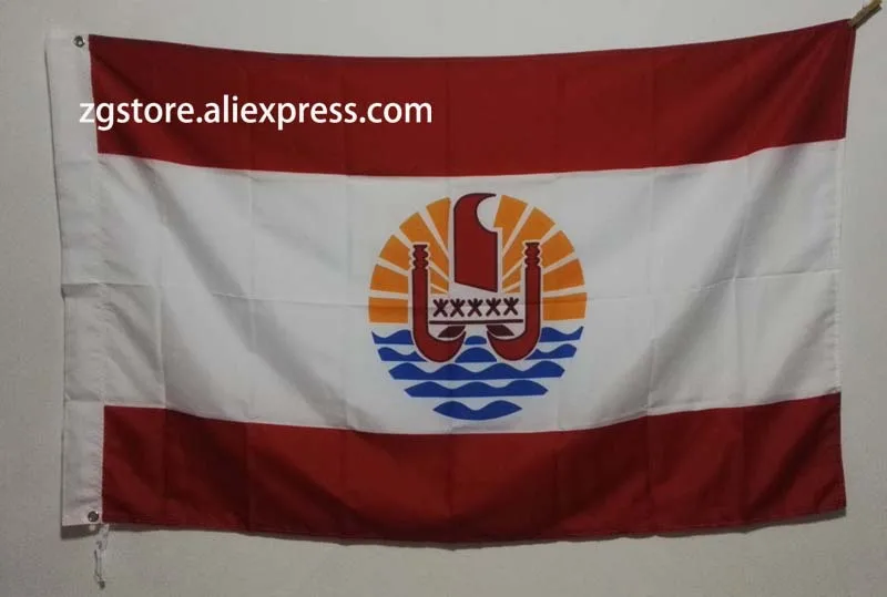Pod vlajkou francúzska Polynézia Francúzska Vlajka 3X5FT 150X90CM Banner mosadze, kov diery