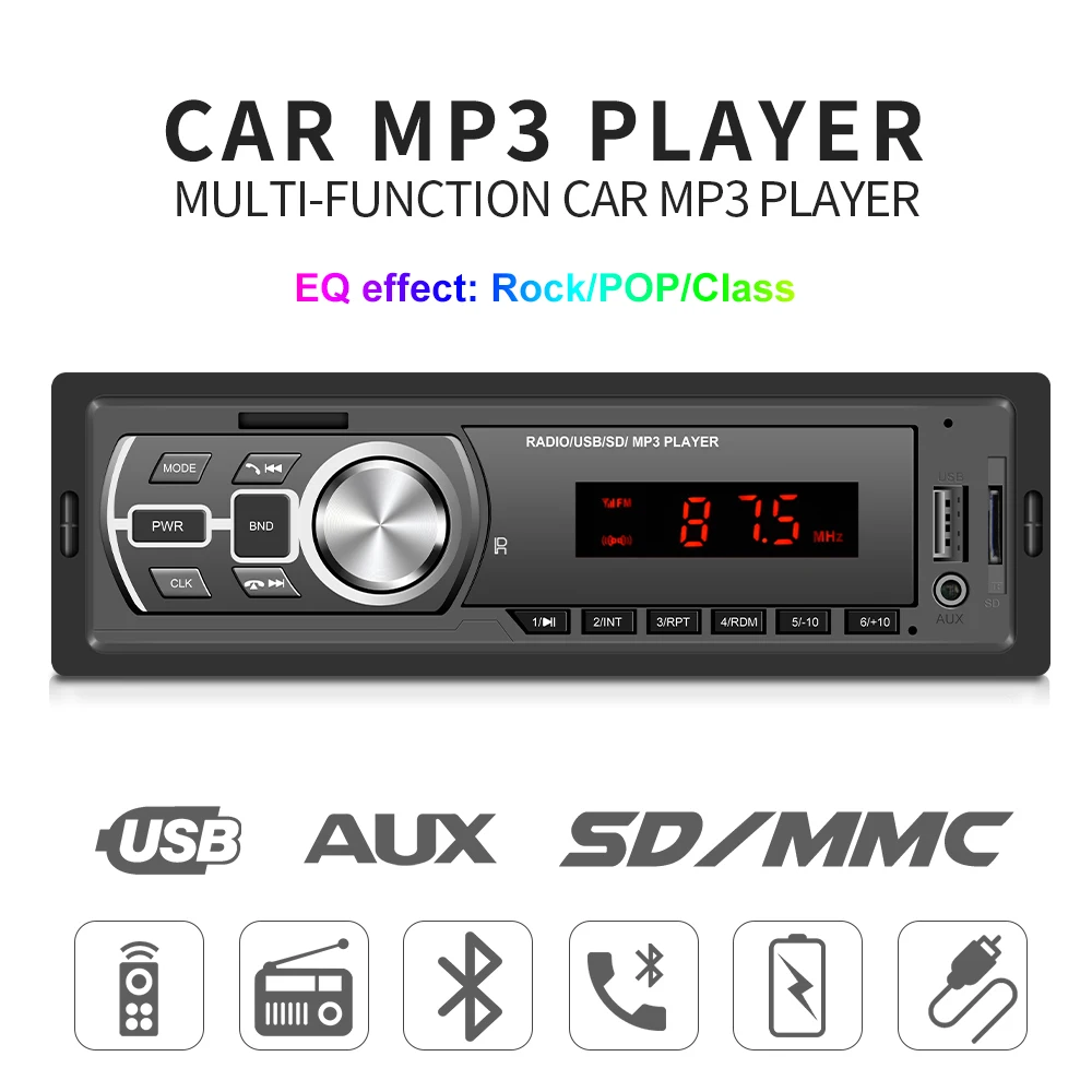 Podofo 1DIN autorádia 5209E Bluetooth Autoradio TF U USB Disku, MP3 Prehrávač Handfree Auto Multimediálne Stereo Audio V Dash Vedúci Jednotky