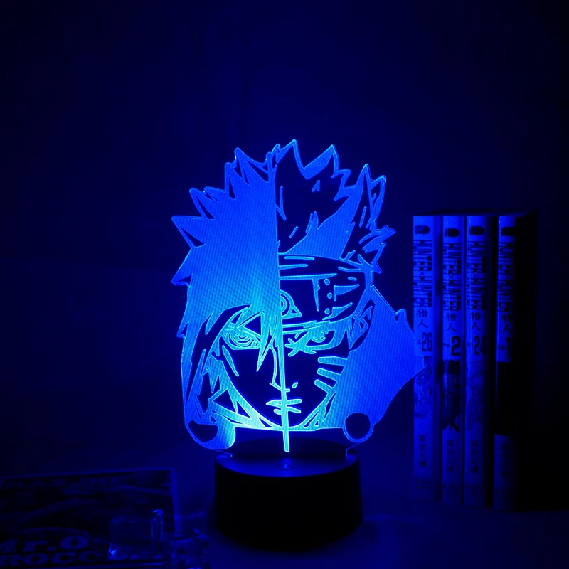 Polovicu Tváre Naruto Uzumaki a Sasuke Uchiha lampa 3d Ilúziu Led Noc pre Spálňa Decor Svetlo v Pohode Anime Darček 3d Lampa Hit Farba