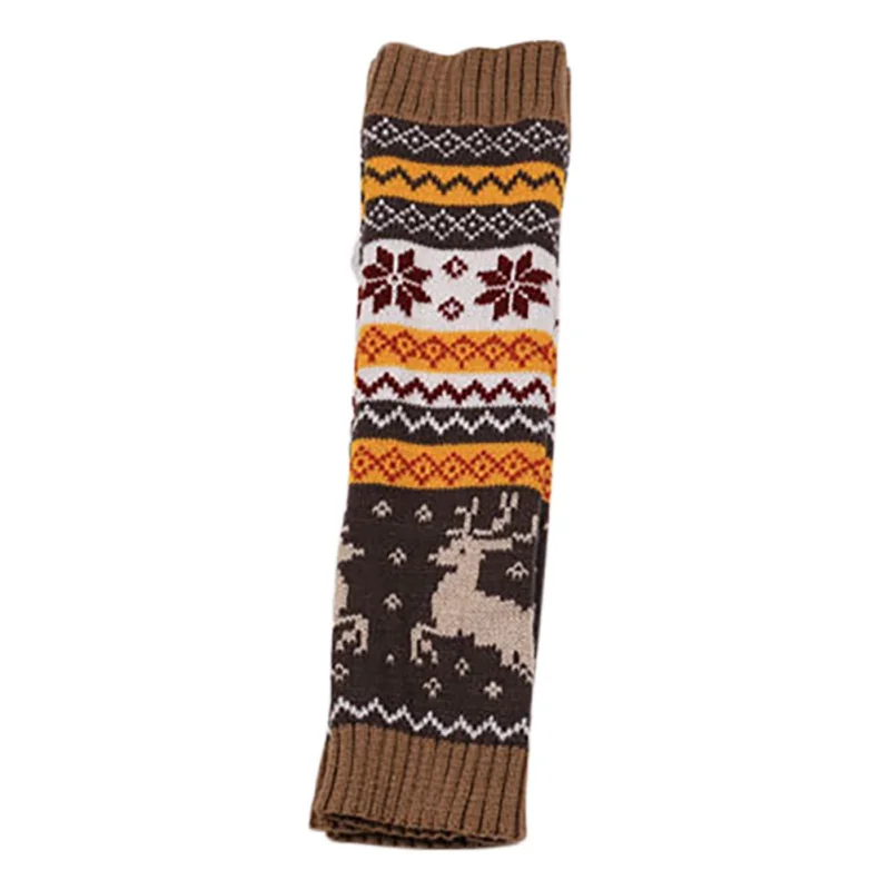 Ponožky Vianočné Jeleň Patchwork Ženy Zime Teplé Pletené Ponožky Dlho Boot Ponožky Nad Kolená Háčkovanie Farebné Vlnené Leg Warmers NM