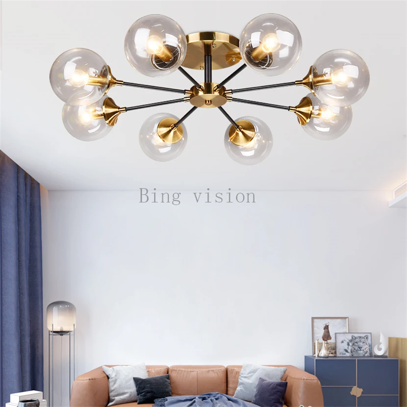 Postmoderných LED svetlá sklenenú guľu lampy Nordic závesné osvetlenie spálne svietidlá obývacia izba, stropný luster