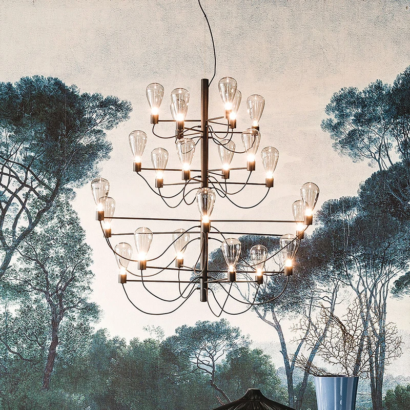 Postmoderných Železo, Sklo Art Deco Luster Osvetlenie Pozastavenie Svietidlo Lampen Lesk Pre Foyer