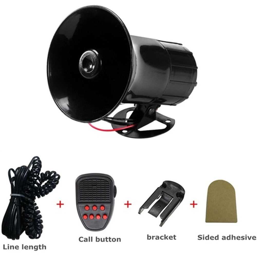 PP plastu 50W 6 Znie Auto Alarm Ručné Megaphone Siréna Horn PA Reproduktor Mikrofón Systém Kit
