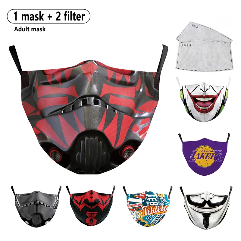 Prach Masky 3D Vzor Vytlačiť Opakovane Filtre Maska pre Dospelých Bavlna Maska Vonkajšie Pleťová Maska pre Dospelých Umývateľný Masky Textílie Maska