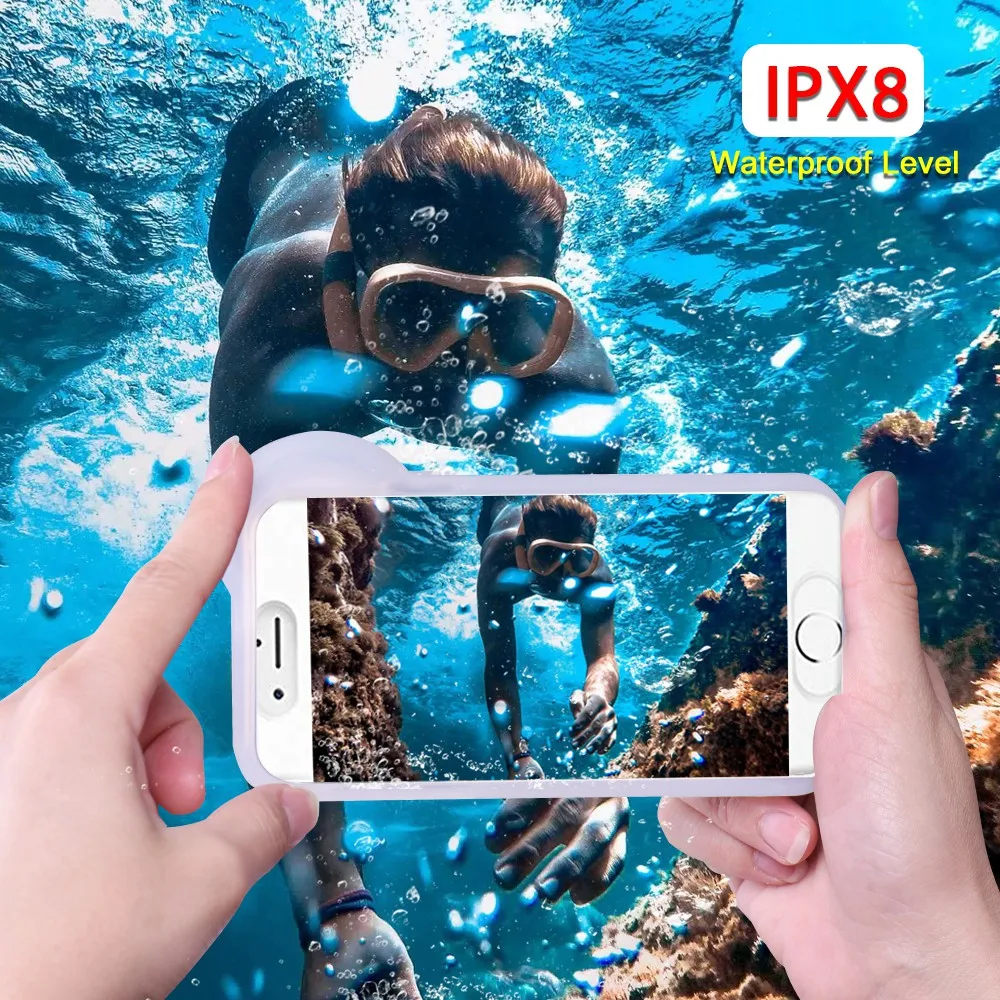 Pre Apple iPhone 6 7 8 / 6 7 8 Plus / X XS XR XS MAX 360 Plnú Ochranu Vodotesné puzdro 60M/195ft pre Podmorské Potápanie