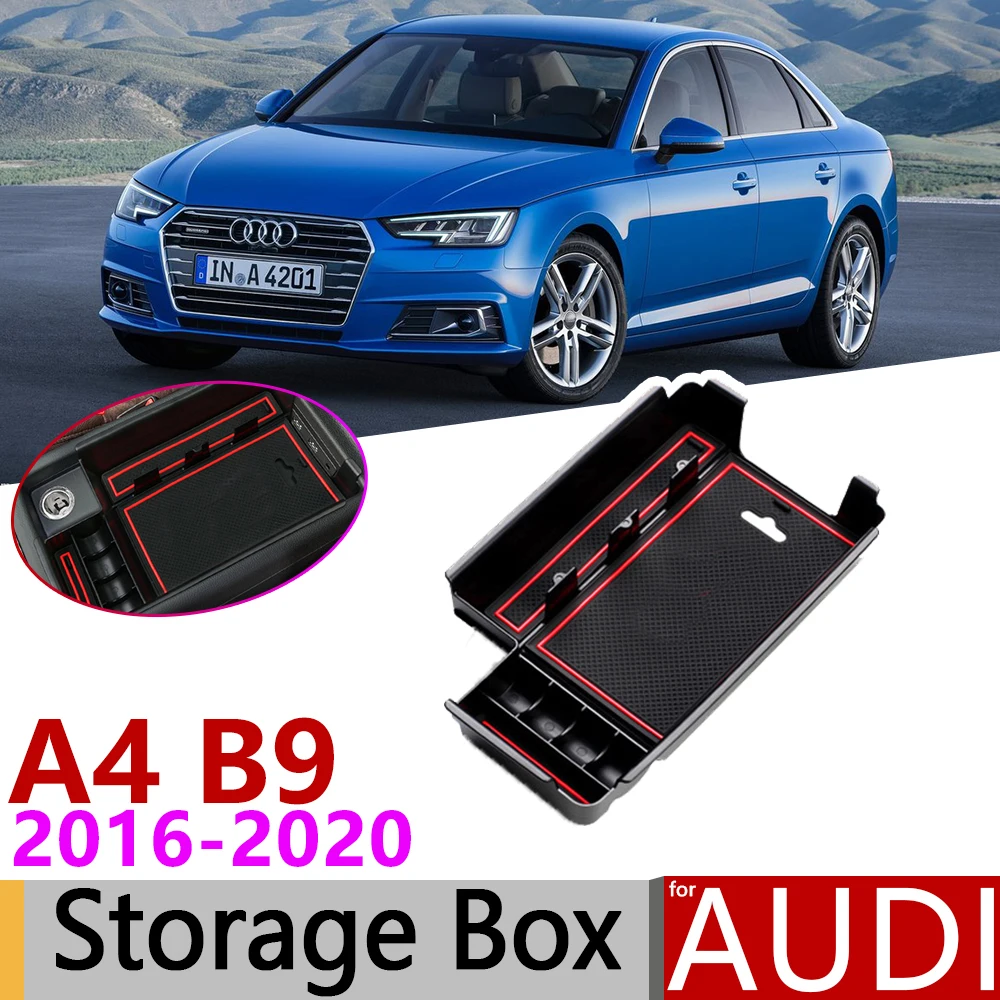Pre Audi A4 B9 A4 8W RS4 S4 S line RS 4 2016~, že do roku 2020 Opierke Úložný Box Zakladanie Auto Organizátor Príslušenstvo 2017 2018 2019