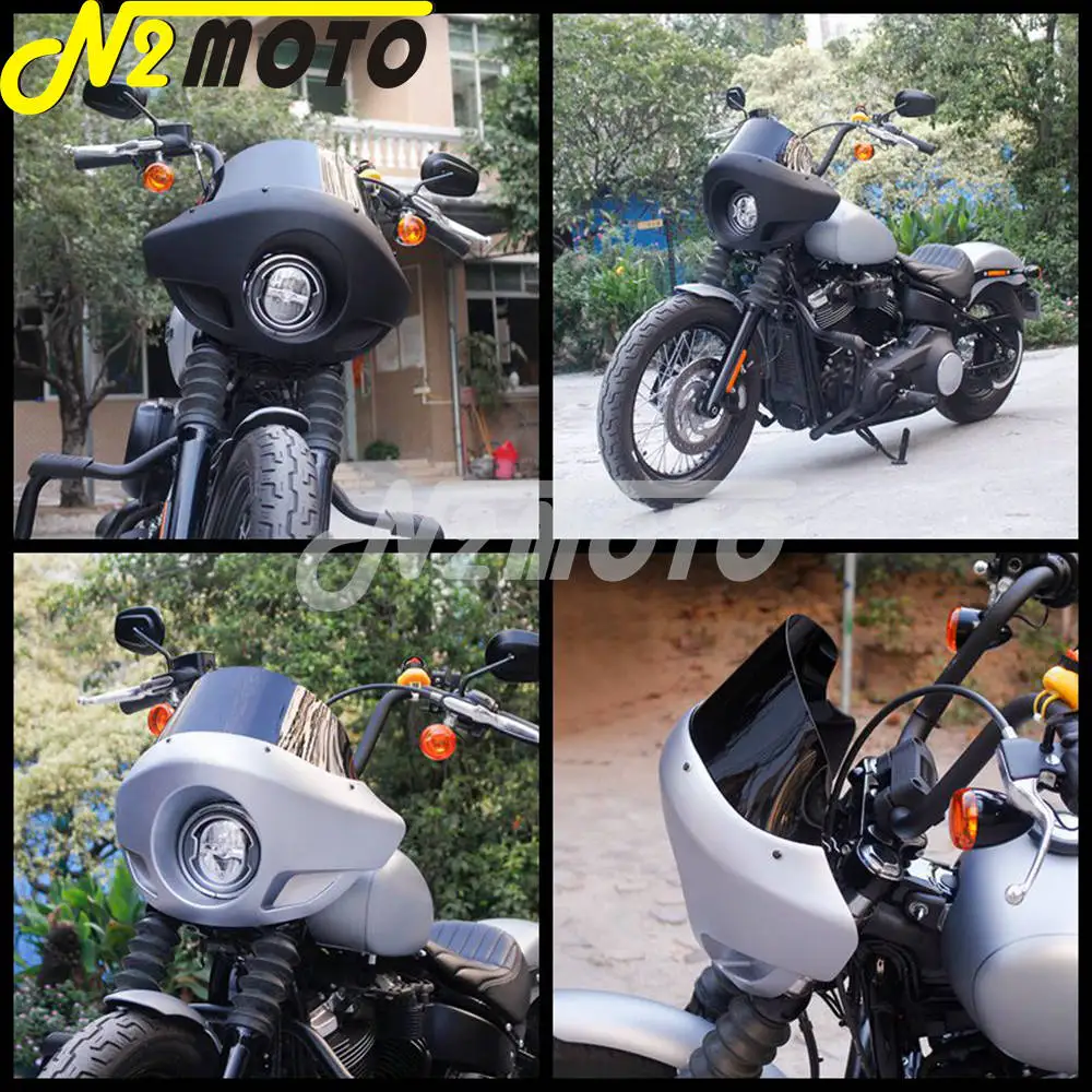 Pre Harley Turné Sportster Dyna XL 883 XL 1200 Motocykel Black Svetlometu Kapotáže 35-49 mm w/ Vedúci Svetlo Maska, Predný Kryt Mount