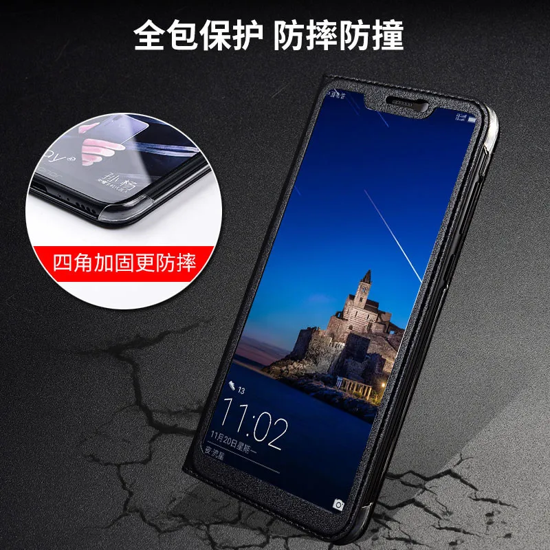 Pre Huawei Honor 8x Prípade Luxusné Úplné Zobrazenie Okna Flip PU Kožené Telefón puzdro na Huawei Honor 8x ochranné puzdro Smart Telefónu Prípade