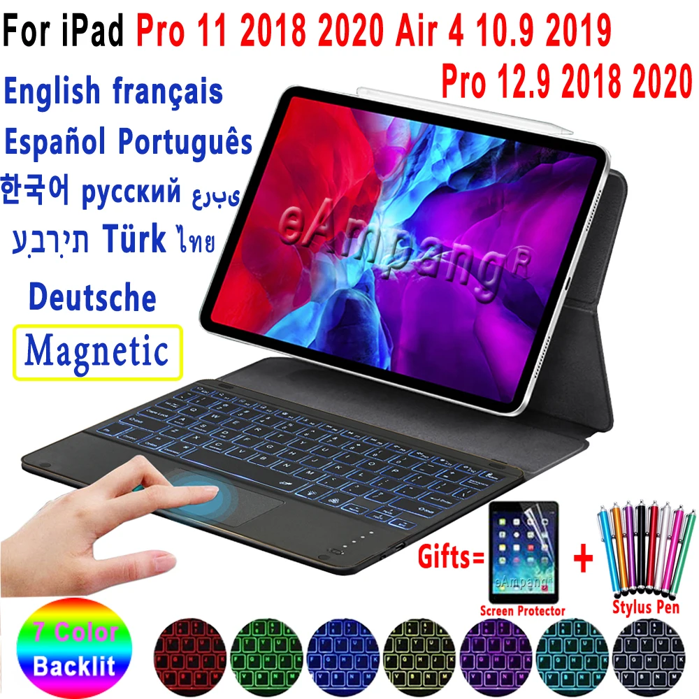 Pre iPad Vzduchu 4 2020 10.9 Keyboard Case For iPad Pro 11 12.9 2018 Vzduchu 4. Klávesnice Prípade, Magnetický Kryt TrackPad Klávesnica s podsvietením