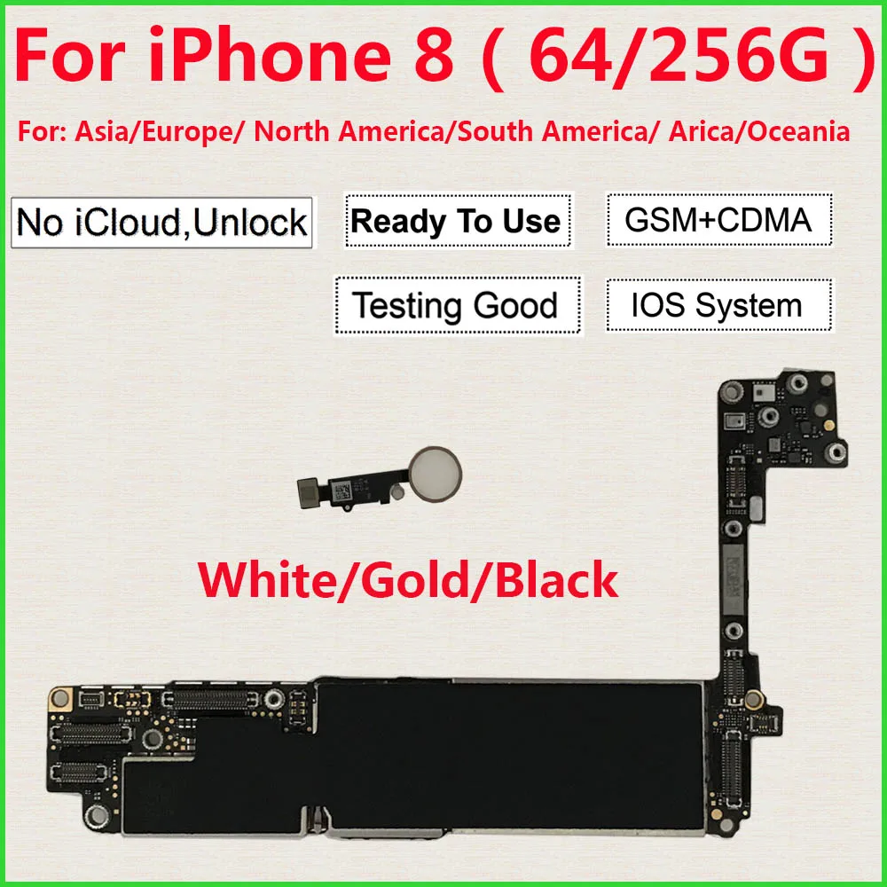 Pre iPhone 8 Doske 64 GB 256 GB S/Bez Dotyk Id, Originálne iCloud Odomknutý pre iPhone, 8 Logic dosky