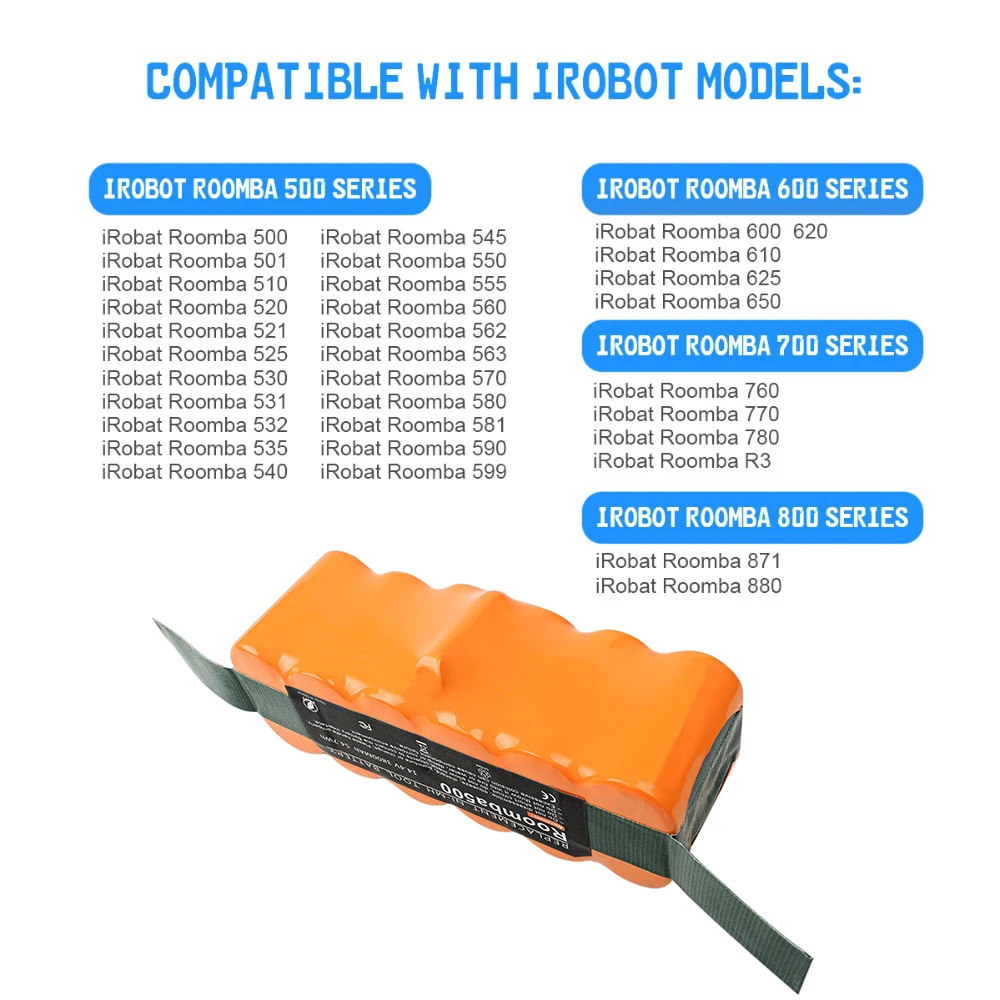 Pre iRobot Roomba 500 600 700 800 3800mAh 14,4 V Ni-MH dobíjacie Série Vákuové Čistenie 510 530 531 532 600 620 650 770 780