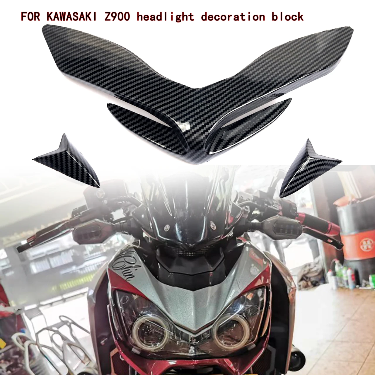Pre Kawasaki Z900 2017 - 2020 Predný Blatník Kapotáže Aerodynamický Winglets Motocykel Zobák Nos Kužeľ Rozšírenie Krytu Extender