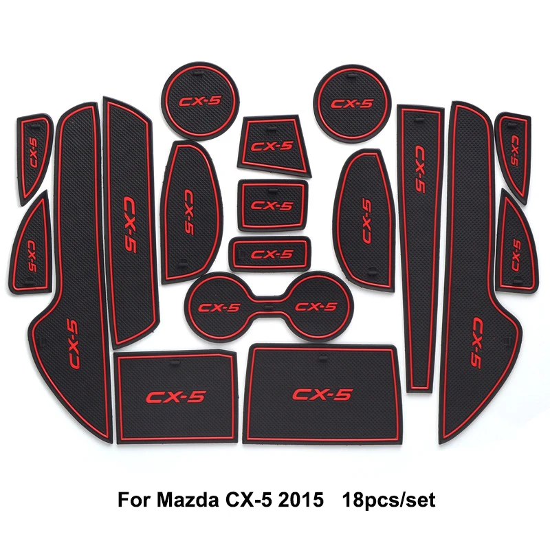 Pre Mazda CX-5 CX5 CX 5 roky 2013-2018 18pcs gumovú Podložku, Dvere Mat Anti-Slip Pohár Pad Dekorácie Interiéru Príslušenstvo Brány Slot Pad