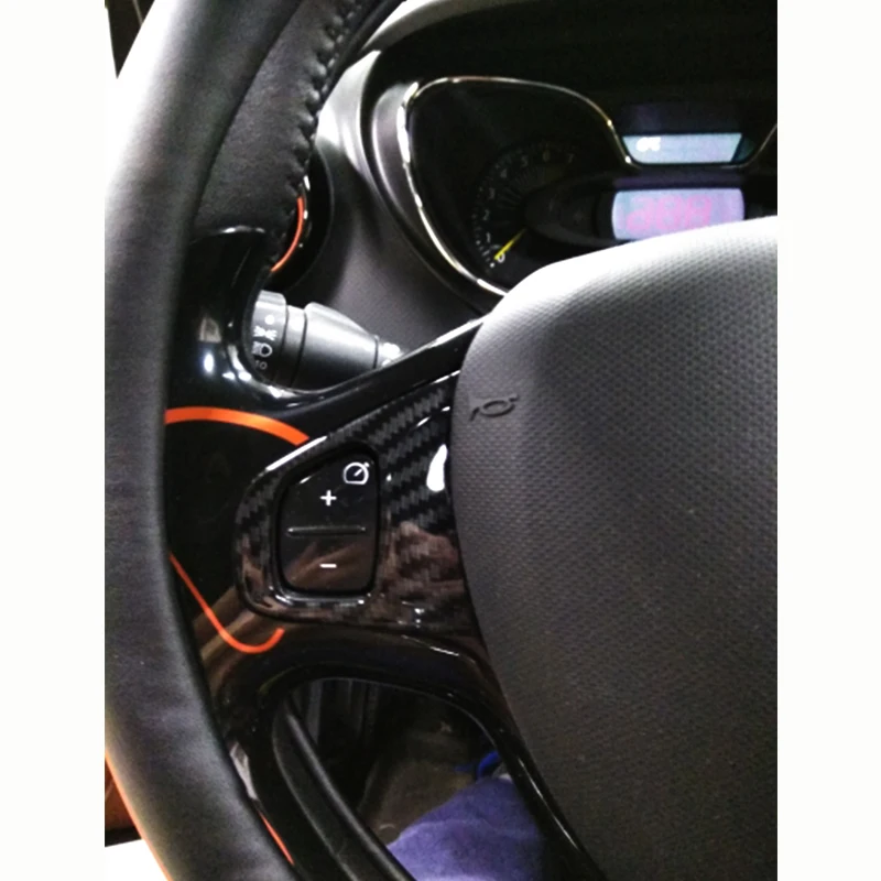 Pre Renault Captur roky 2013-2018 príslušenstvo ABS Uhlíkových vlákien volante Vozidla Tlačidlo rám Vnútra Krytu Výbava Auta styling 2ks