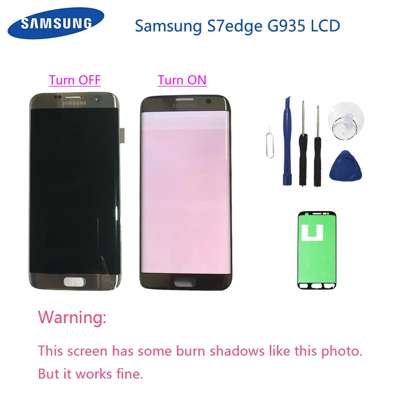 Pre Samsung Galaxy S7 okraji G935F G935FD Burn-v Tieni lcd displej s dotykovým displejom Digitalizátorom. 5.5