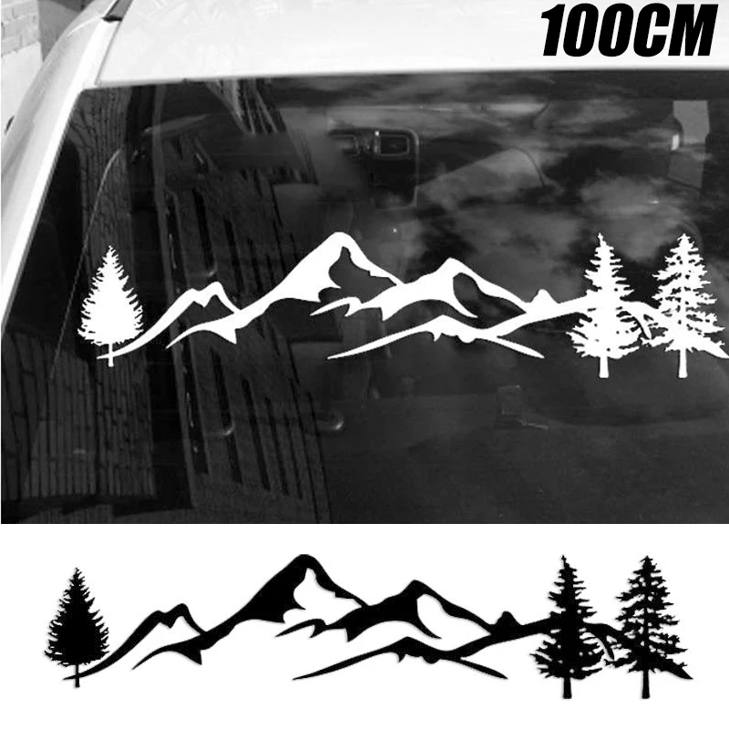 Pre SUV RV Camper Offroad 1pc 100 cm Čierny/Biely Strom Horských Auto Dekor PET Reflexné Lesa Auto Nálepky Odtlačkový Mayitr