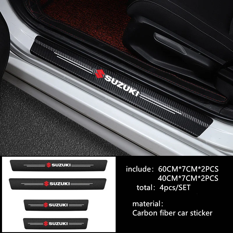 Pre Suzuki Swift SX4 Jimny Ignis Alto Samuraj Baleno Grand Auto styling Auto Prah Dverí Uhlíkových Vlákien Šúchať Doska Nálepky 4pcs