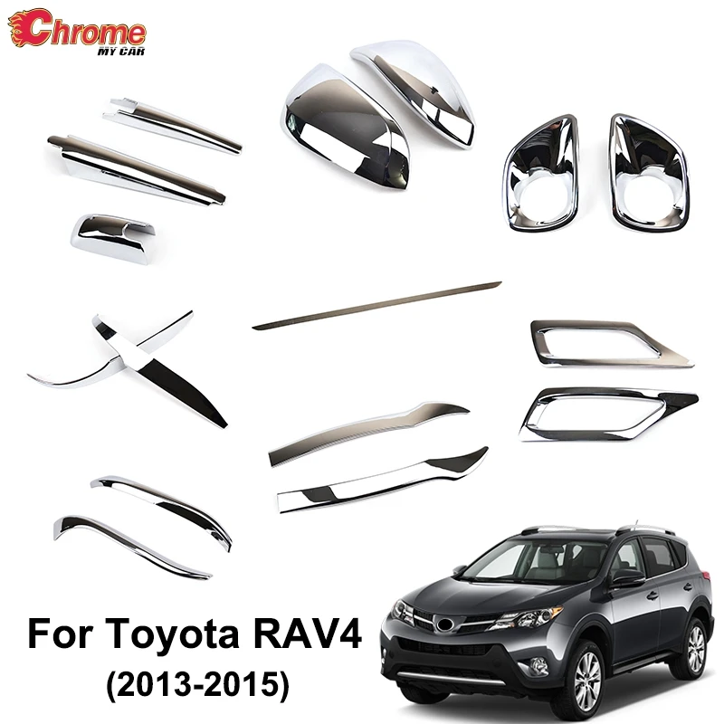 Pre Toyota RAV4 2013 Chrome Predné, Zadné Hmlové Svetlo Bočné Dvere Zrkadlo Pokrytie Čalúnenie Pás Dekorácie, Doplnky, Auto Styling